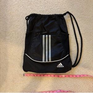 Adidas Black and White Drawstring Backpack